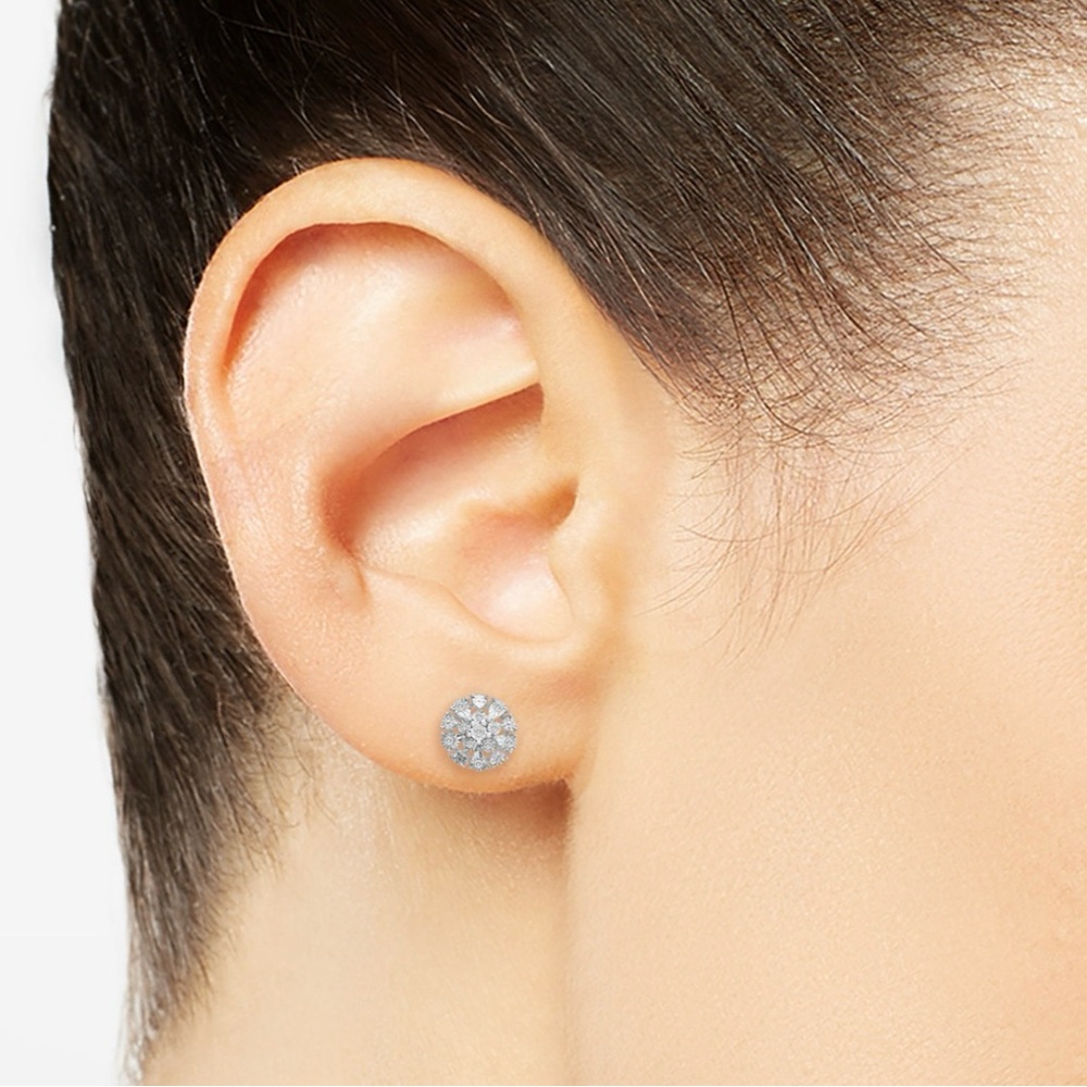NEW Diamond Flower Burst Earrings - Picture 3 of 9